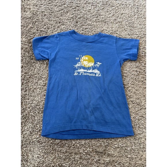Hanes Other - Vintage 80s St. Thomas Single Stitch T Tee Shirt Short Sleeves Small S Blue